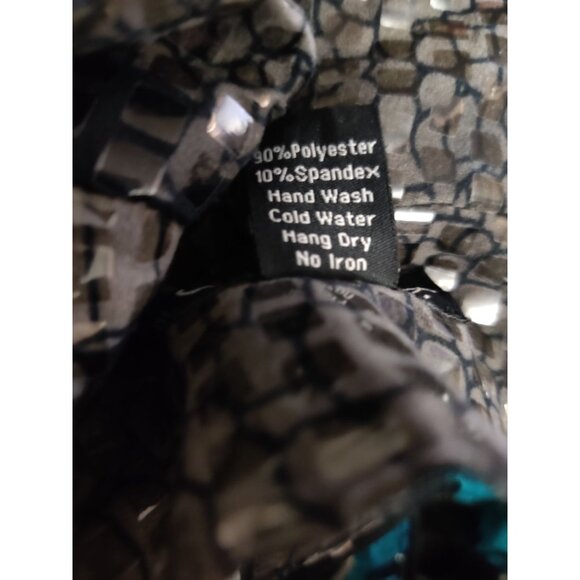 Womens L Blue Blazer Snake Floral Print Bold Chic Glam Statement Jacket Peplum - Picture 8 of 16